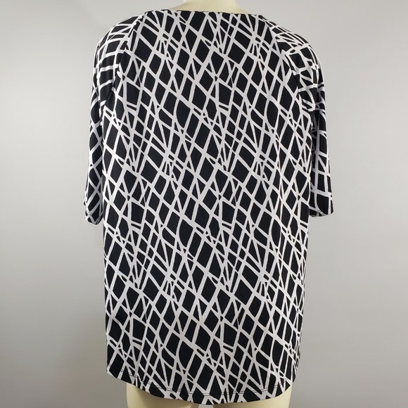 Liz Claiborne Top black and white stretchy - Picture 5 of 7